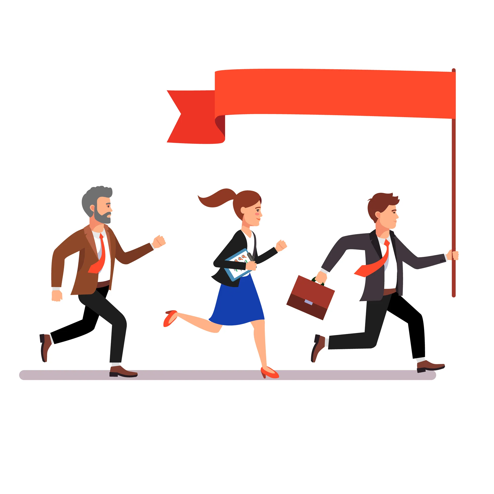 person walking toward target arrow graphic